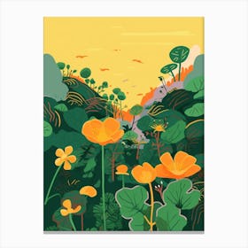 Boho Wildflower Painting Marsh Marigold 3 Canvas Print
