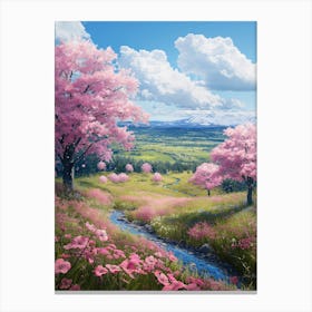 Cherry Blossom Stream Poster Canvas Print