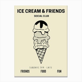Ice Cream And Friends Social Club Retro Food Kitchen Canvas Print