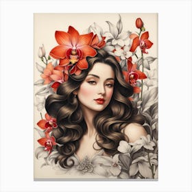 Woman With Flowers Canvas Print