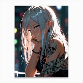 Anime Girl With Tattoos Canvas Print