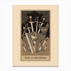 Ten Of Swords   Cats Tarot Canvas Print