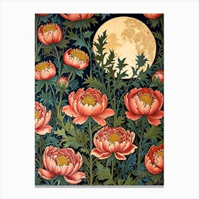 William Morris Peonies And Moon Canvas Print