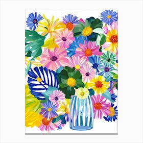 Aster Modern Colourful Flower Canvas Print