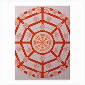 Geometric Abstract Glyph Circle Array in Tomato Red n.0208 Canvas Print