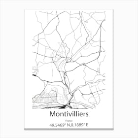 Montivilliers,France Minimalist Map Canvas Print