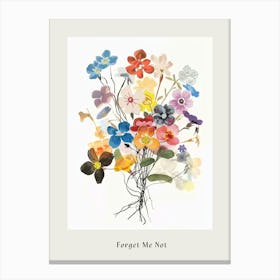 Forget Me Not 5 Collage Flower Bouquet Poster Canvas Print