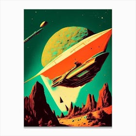 Asteroid Mining 2 Vintage Sketch Space Canvas Print