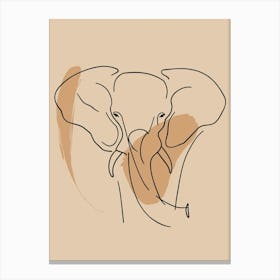 Elephant Head - Boho, Line Art 1 Canvas Print