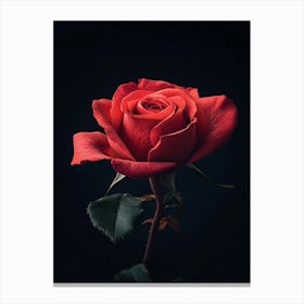 Red Rose On Black Background 14 Canvas Print