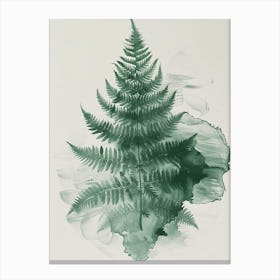 Green Ink Painting Of A Upside Down Fern 2 Canvas Print