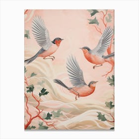 Vintage Japanese Inspired Bird Print Robin 5 Canvas Print