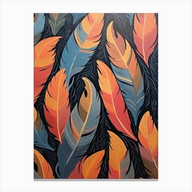 Bird Pattern Linocut Style 2 Canvas Print