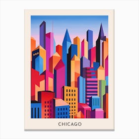 Chicago Colourful Travel Poster 9 Canvas Print