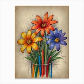 Daisies In A Vase Canvas Print