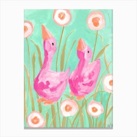 Pink Gees In The Garden Canvas Print