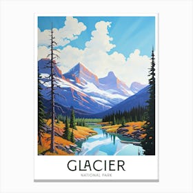 Glacier National Park Maximalist Travel Poster Vibrant Colour  Canvas Print