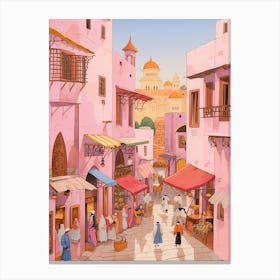 Rabat Morocco 4 Vintage Pink Travel Illustration Canvas Print