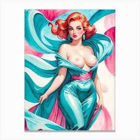 Portrait Of A Curvy Woman Wearing A Sexy Costume (28) Canvas Print