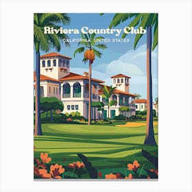 Riviera Country Club California Travel Art Illustration Canvas Print