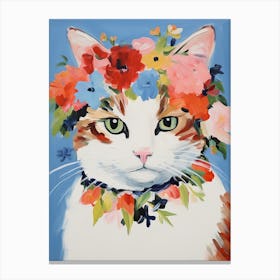 Turkish Angora Cat With A Flower Crown Painting Matisse Style 7 Canvas Print