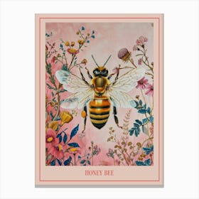 Floral Animal Painting Honey Bee 1 Poster Canvas Print