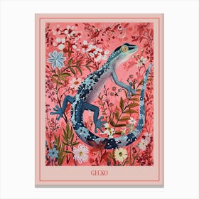 Floral Animal Painting Gecko 3 Poster Canvas Print