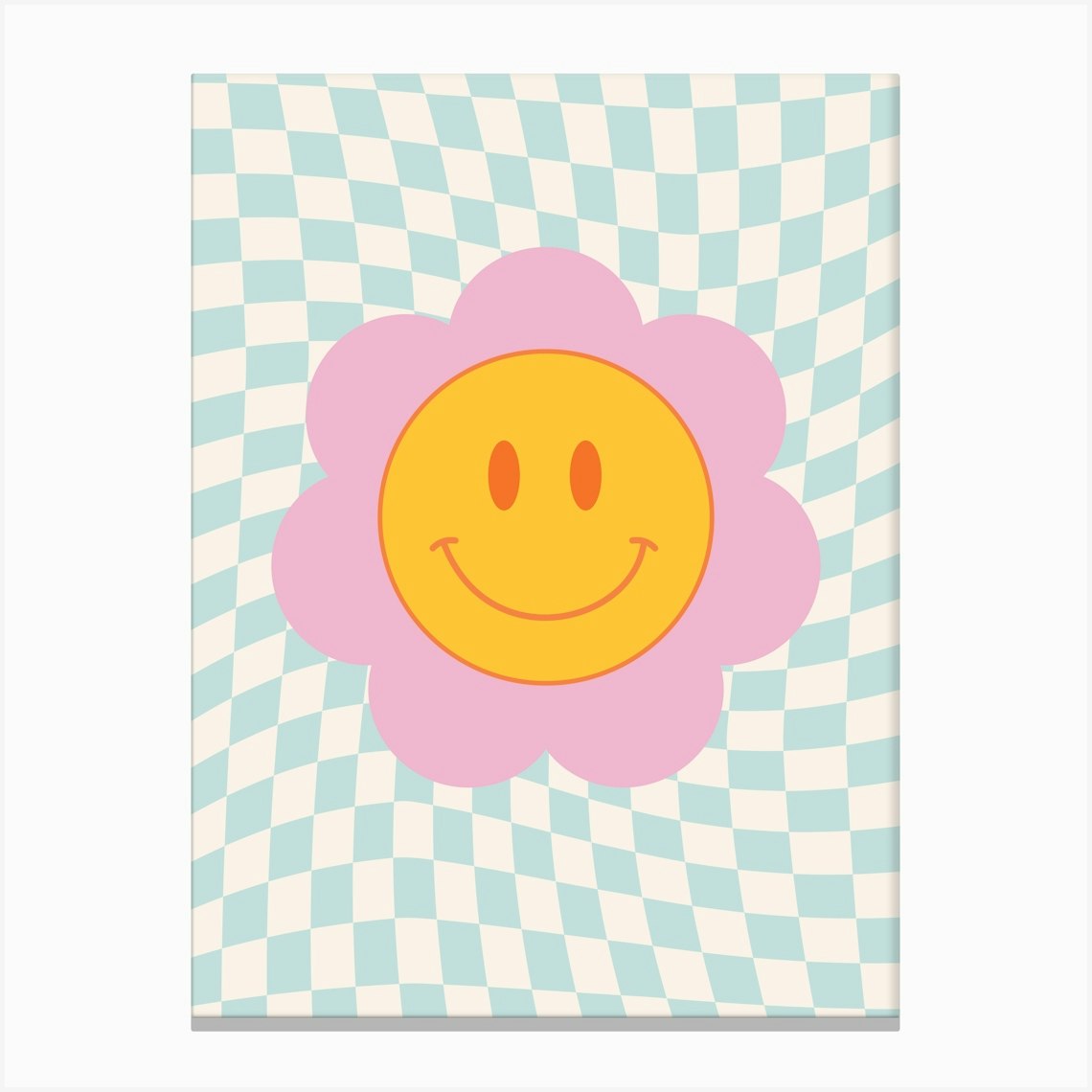 Groovy Smiley Face, funky, vintage, retro, funk, cool, dorm, college, decor, indie, checkerboard, preppy, smiley, aesthetic, happy, positive, vibes