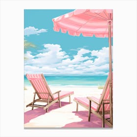 An Illustration In Pink Tones Of  Grace Bay Beach Turks And Caicos 4 Canvas Print