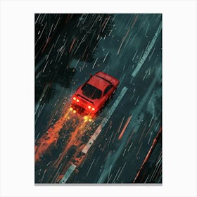 Car Driving In Rain Canvas Print