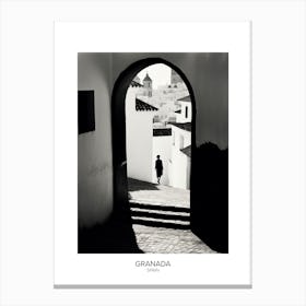 Poster Of Granada, Spain, Black And White Analogue Photography 4 Canvas Print