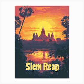 Aihrgdesign A Vintage Travel Poster Of Siem Reap Featuring Th E4c9460c 89b3 4adb 86c7 792458fa1066 1 Canvas Print