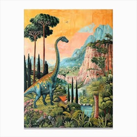 Dinosaur In The Mountains Painting Canvas Print