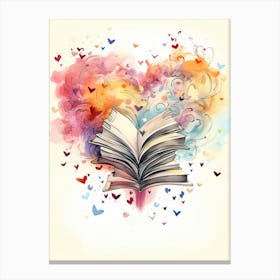 Swirly Line Book Heart Rainbow 2 Canvas Print