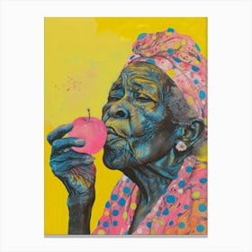 Woman Eating An Apple Canvas Print