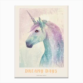 Pastel Storybook Style Unicorn 8 Poster Canvas Print