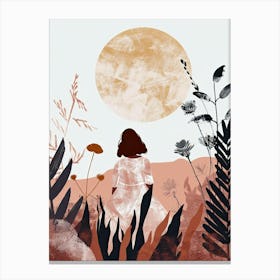 Woman In The Field, Minimalism Canvas Print