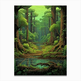Iwokrama Forest Reserve Pixel Art 3 Canvas Print