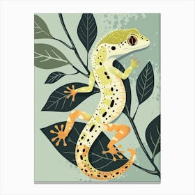 Lime Green Crested Gecko Abstract Modern Illustration 1 Canvas Print
