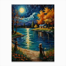 Night By The Lake 16 Canvas Print