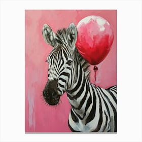 Cute Zebra 2 With Balloon Canvas Print
