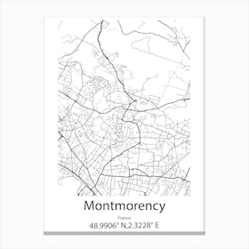 Montmorency,France Minimalist Map Canvas Print