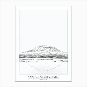 Mount Kilimanjaro Tanzania Line Drawing 3 Poster Canvas Print
