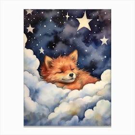 Baby Red Wolf Sleeping In The Clouds Canvas Print