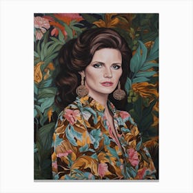 Floral Handpainted Portrait Of Lana Del Rey Canvas Print