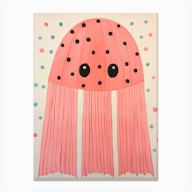 Pink Polka Dot Jellyfish Canvas Print