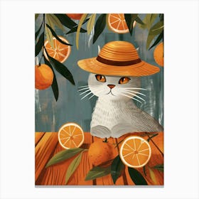 Orange Cat With Hat Canvas Print