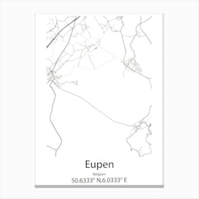 Eupen,Belgium Minimalist Map Canvas Print