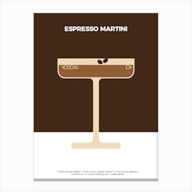 Cocktail Poster Espresso Martini 1 Canvas Print