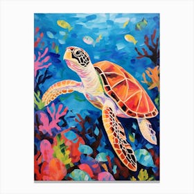 Colourful Sea Turtles In Ocean 4 Canvas Print